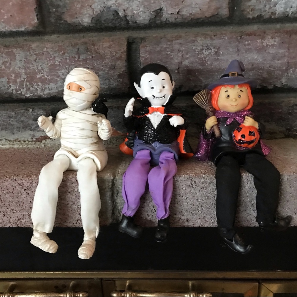 Halloween Shelf Sitters, Witch, Mummy, And Dracula